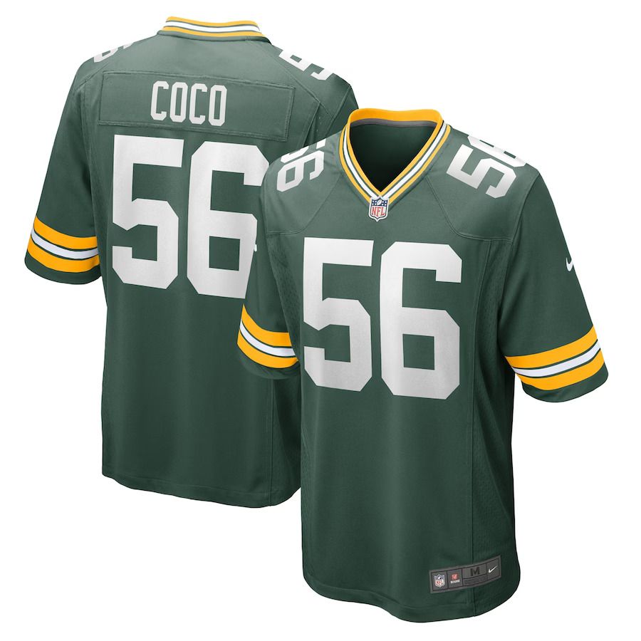 Men Green Bay Packers #56 Jack Coco Nike Green Game Player NFL Jersey